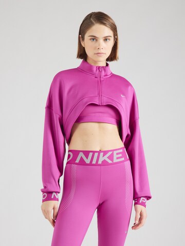 NIKE Sports sweat jacket 'Pro' in Pink: front