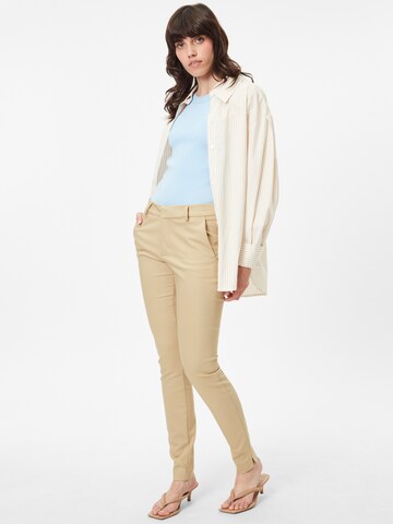 MOS MOSH Slim fit Pleat-Front Pants in Beige