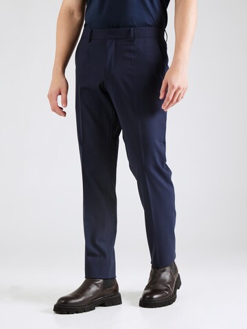 BOSS Regular Pleated Pants 'Lenon' in Blue: front