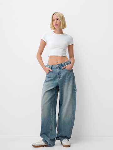 Bershka Wide Leg Jeans i blå