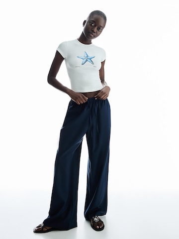 Wide leg Pantaloni de la Bershka pe albastru: față