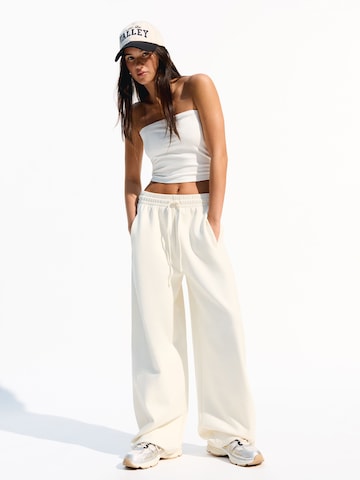Wide Leg Pantalon Bershka en beige