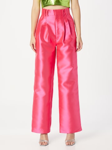 Warehouse Wide leg Pleat-front trousers 'Satin Twill High Waisted Wide Leg Trouse' in Pink: front