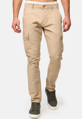 INDICODE JEANS Slimfit Cargobroek 'Safi' in Beige: voorkant