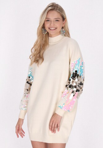 Robes en maille IZIA en blanc : devant