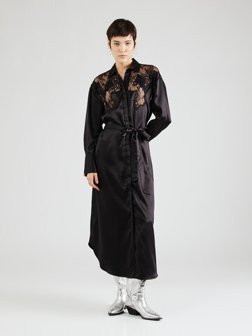 TOPSHOP Shirt dress in Black: front