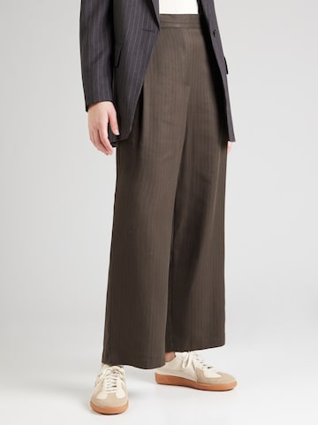 TOPSHOP Wide leg Bandplooibroek in Bruin: voorkant