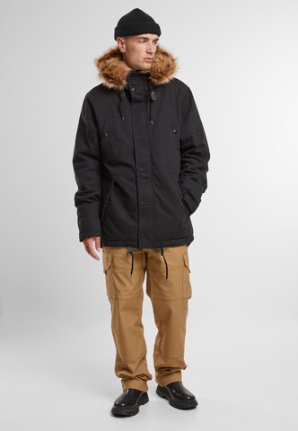 Brandit Between-seasons parka 'Fish Tail' in Black