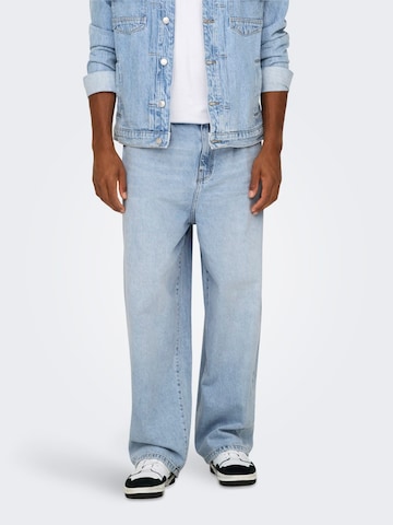 Wide Leg Jean à pince 'ONSCARL' Only & Sons en bleu : devant