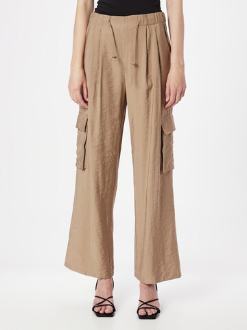 SISTERS POINT - Pierna ancha Pantalón cargo 'ELLA' en beige: frente