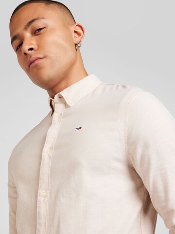 Tommy Jeans Slim fit Button Up Shirt in Beige