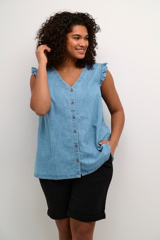 KAFFE CURVE Bluse 'Louisa' in Blau: Vorderseite
