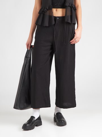 Wide leg Pantaloni di QS in nero: frontale