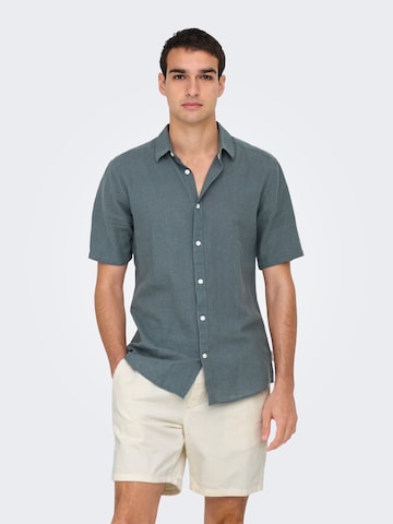 Coupe slim Chemise 'ONSCaiden' Only & Sons en bleu : devant