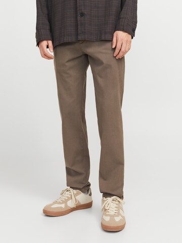 JACK & JONES Slim fit Chino trousers 'JPSTMARCO JJFURY' in Brown: front