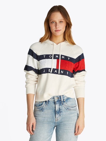 Tommy Jeans Svetr – bílá: přední strana