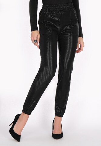 Effilé Pantalon faina en noir : devant