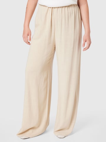 Nasty Gal Plus Wide leg Παντελόνι σε μπεζ: μπροστά