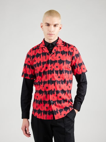 HUGO - Regular Fit Camisa 'Ellino' em vermelho: frente