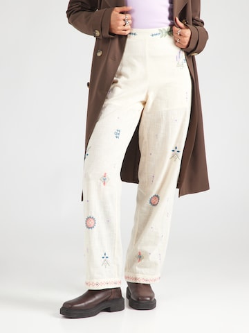 OBJECT Loose fit Trousers 'OBJKETI' in Beige: front