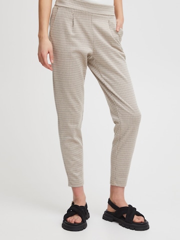 ICHI Slim fit Chino Pants ' KATE ' in Beige: front