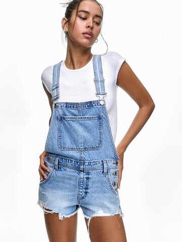 Pull&Bear Regular Dungaree jeans in Blue