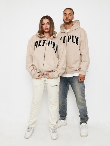Multiply Apparel Sweat jacket 'Embroidery' in Beige