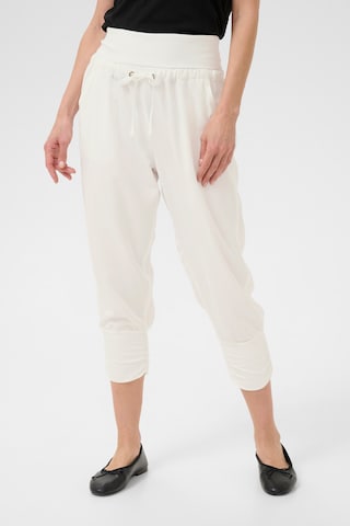 Cream Tapered Harembroek 'Linee' in Wit: voorkant