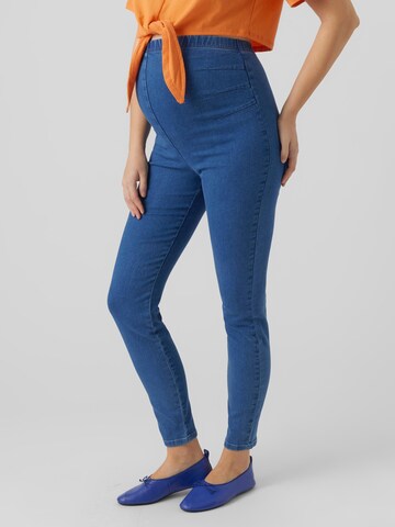 MAMALICIOUS Slimfit Jeggings 'Pine' in Blauw: voorkant
