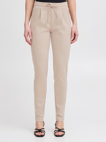 ICHI Tapered Byxa 'KATE' i beige: framsida