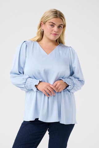 KAFFE CURVE Blouse 'KC' in Blauw: voorkant