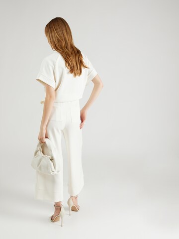 Rich & Royal Wide leg Pleat-front trousers in White