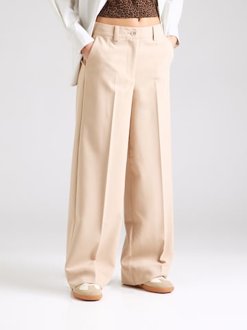 NÜMPH Wide leg Pantalon in Bruin: voorkant