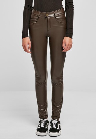 Urban Classics Slimfit Kalhoty – hnědá