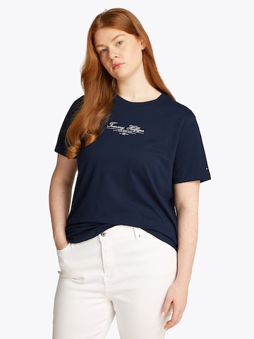 Tricou de la Tommy Hilfiger Curve pe albastru: față