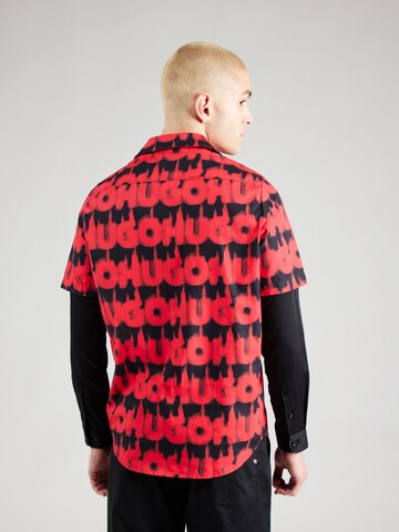 HUGO - Regular Fit Camisa 'Ellino' em vermelho